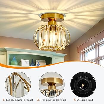 Amazon.com: YYJLX Crystal Semi Flush Mount Ceiling Light